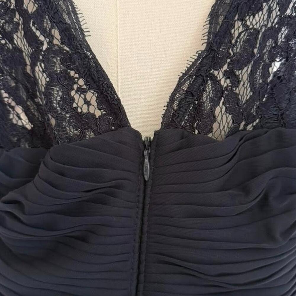 Adrianna Papell Ink Black Illusion Lace Yoke Ruched Drape Gown Dress 20W NWT - Picture 10 of 14